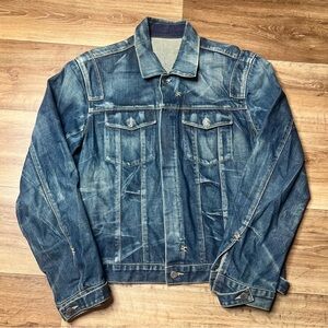 Mens Tsubi Trucker Jacket Blue distressed size M